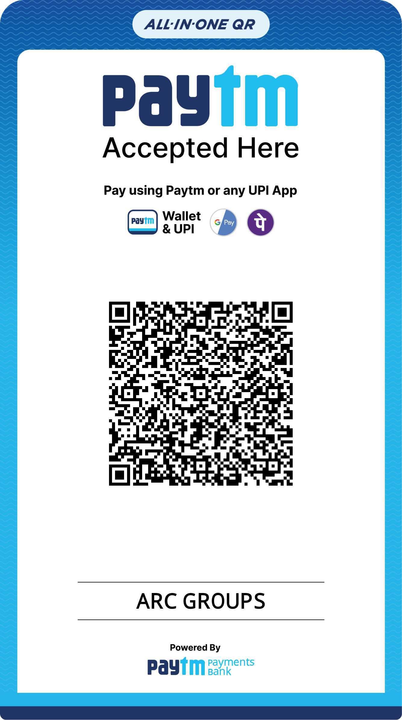 arc groups paytm qr