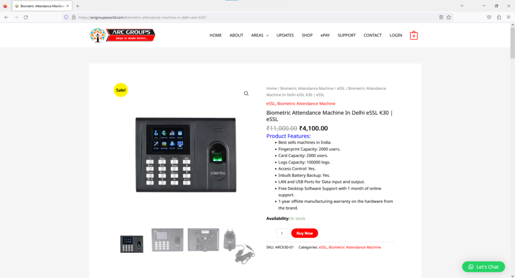 essl biometric k30 price
