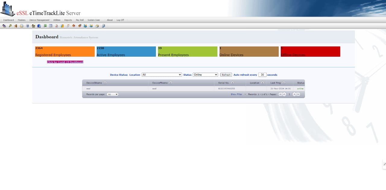 ebio server dashboard